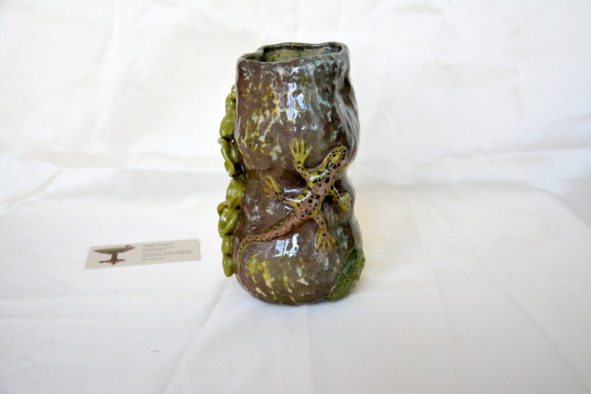 Декоративная ваза Ящерица на камне, высота - 18 см, фото 3 из 3. 344.