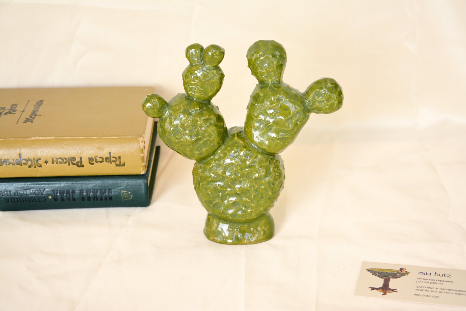 Кактус Опунция - Кактусы керамические, высота - 13 см, фото 5 из 5.