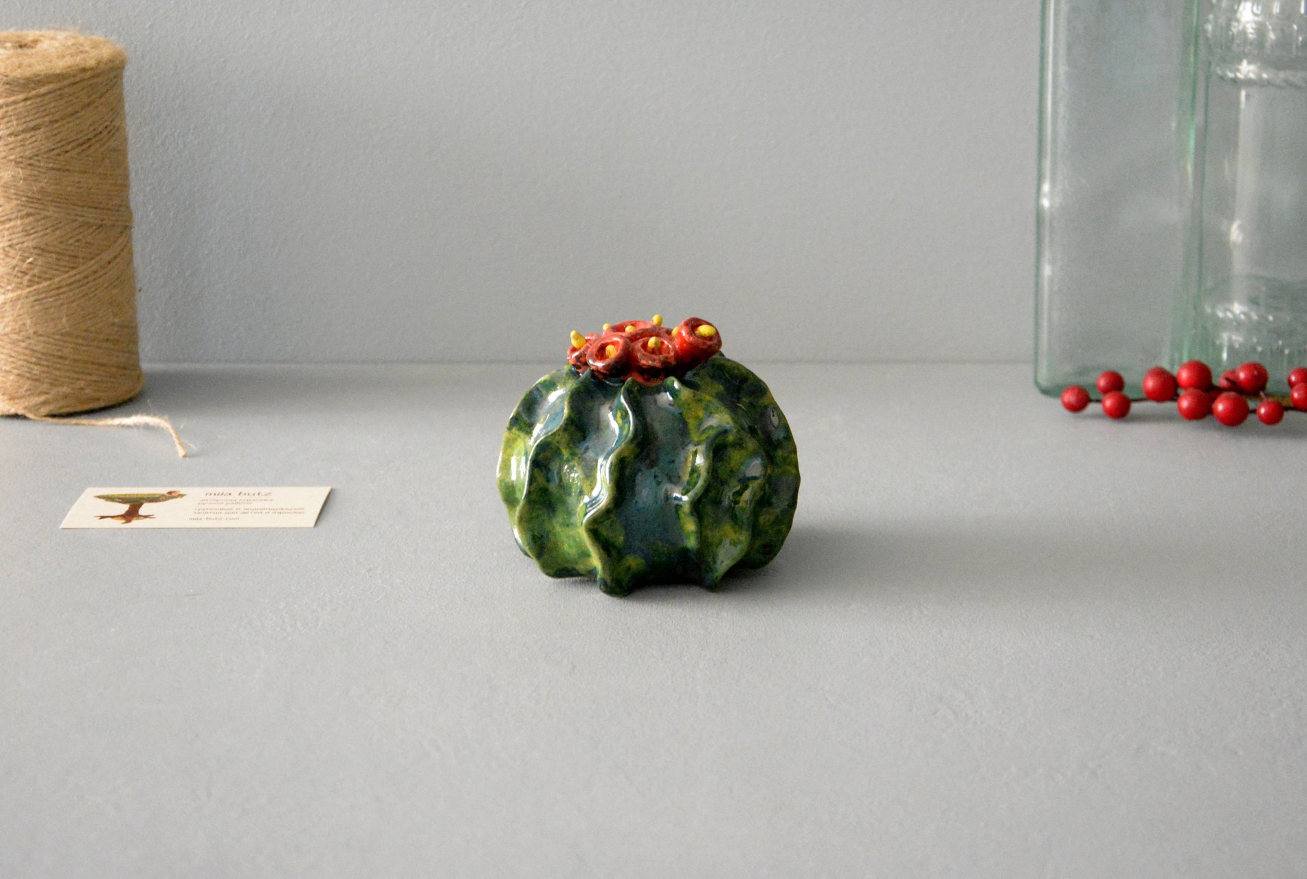 Кактус Ребуций крошечный - Кактусы керамические, высота - 8 см, фото 1 из 6.