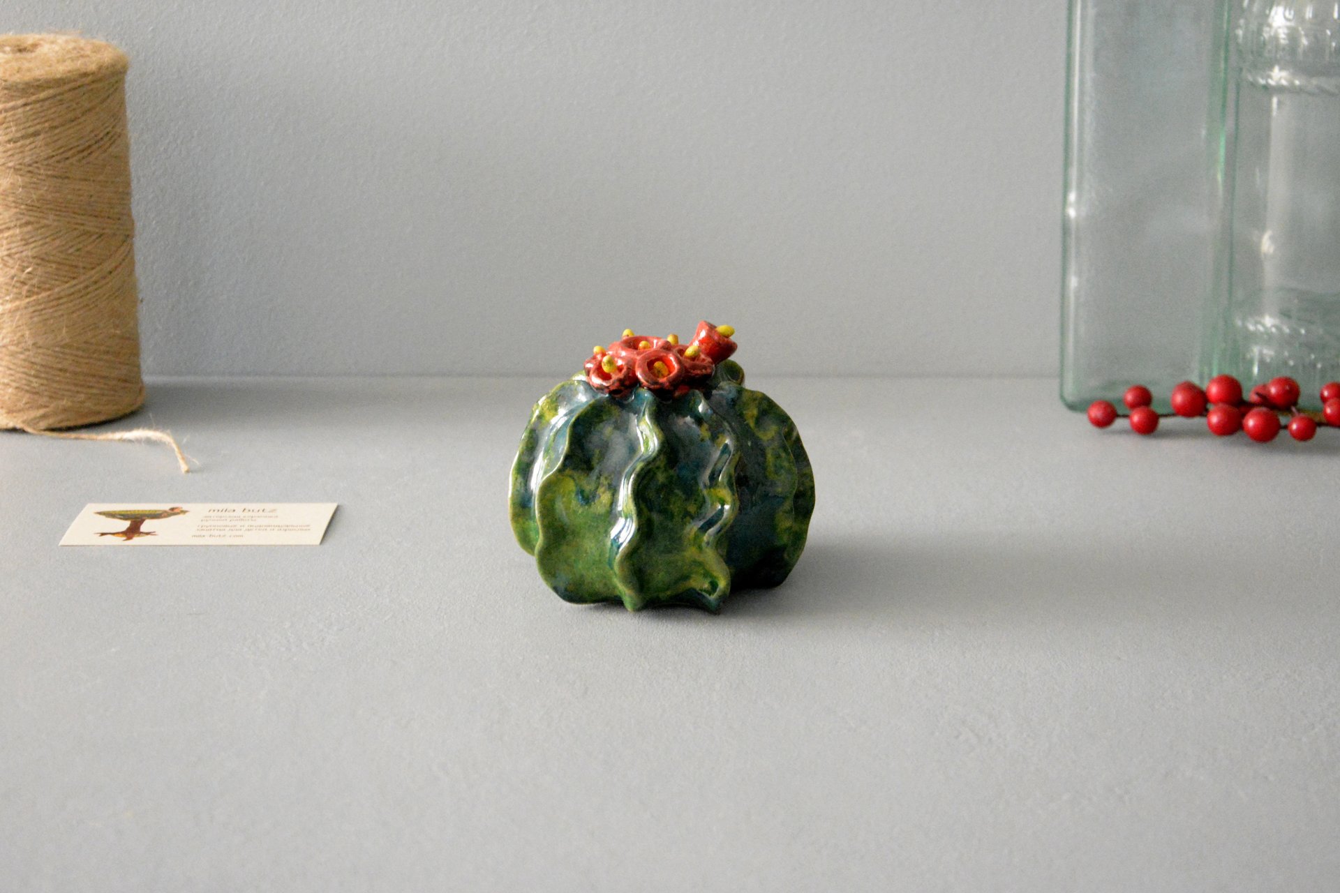 Кактус Ребуций крошечный - Кактусы керамические, высота - 8 см, фото 2 из 6.