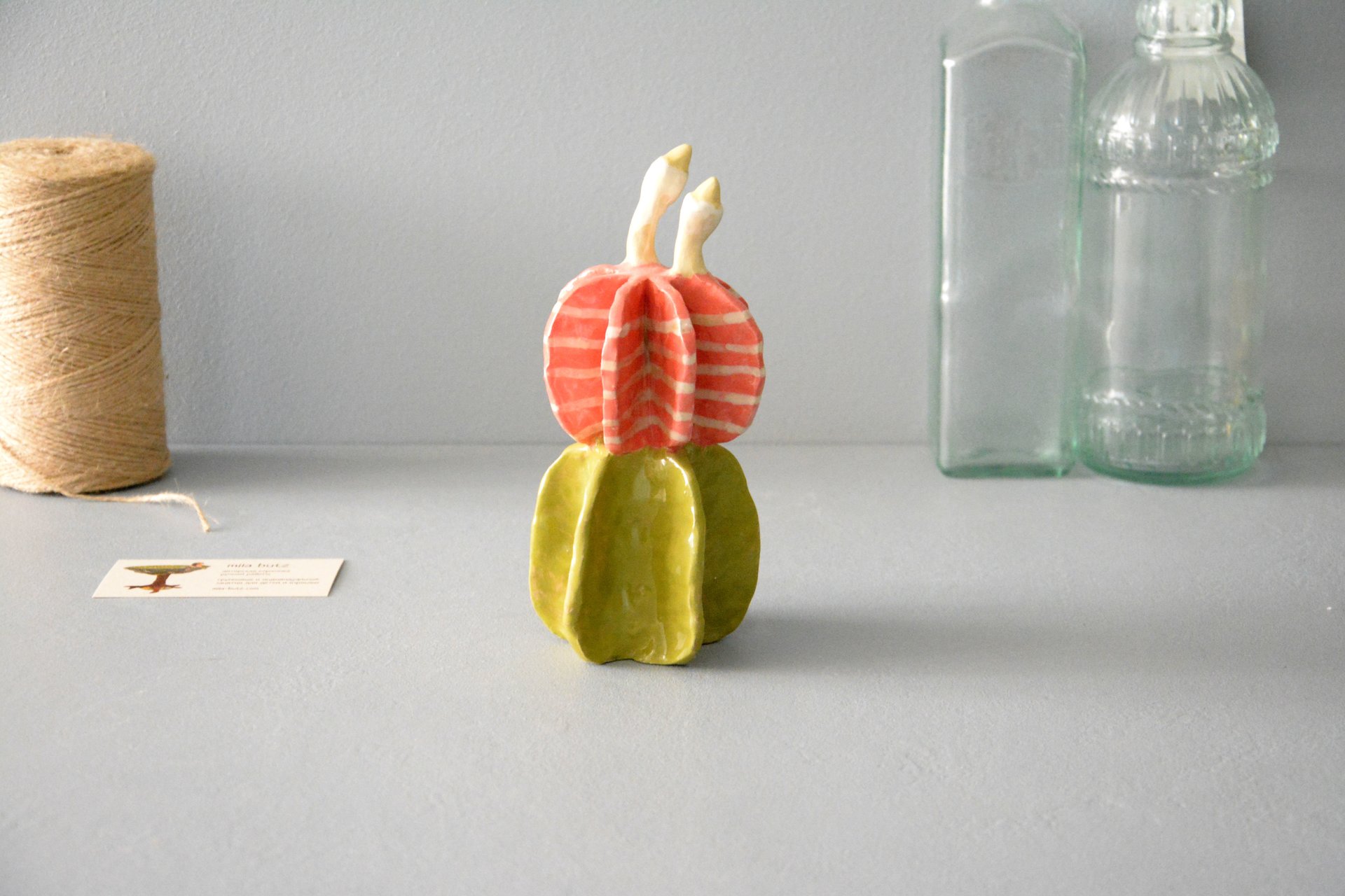 Cactus Gymnocalycium mihanovichii - Cactus ceramic, height - 13 cm, photo 2 of 4.