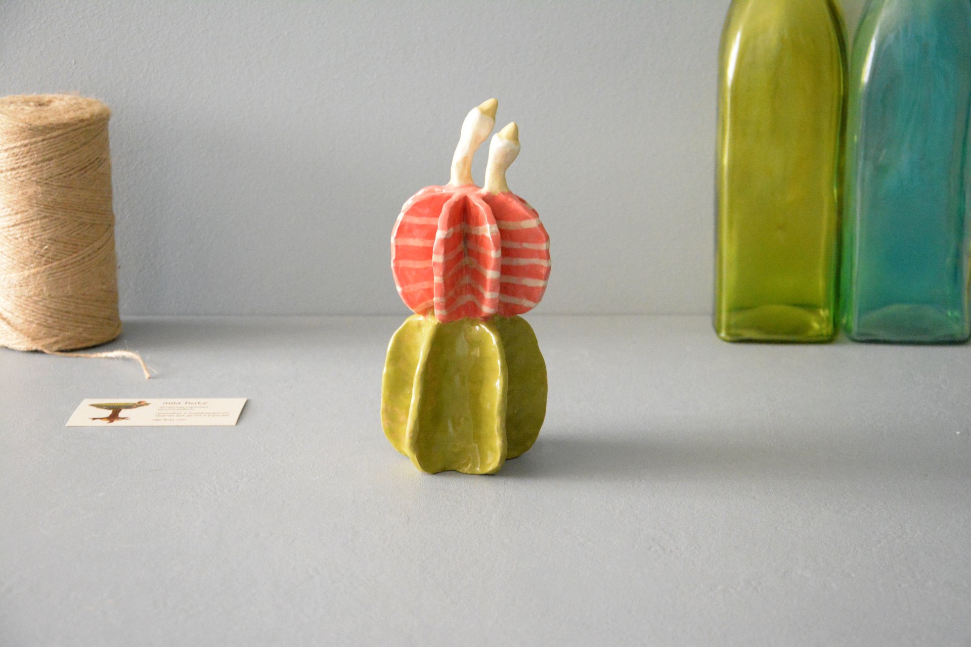 Cactus Gymnocalycium mihanovichii - Cactus ceramic, height - 13 cm, photo 1 of 4.