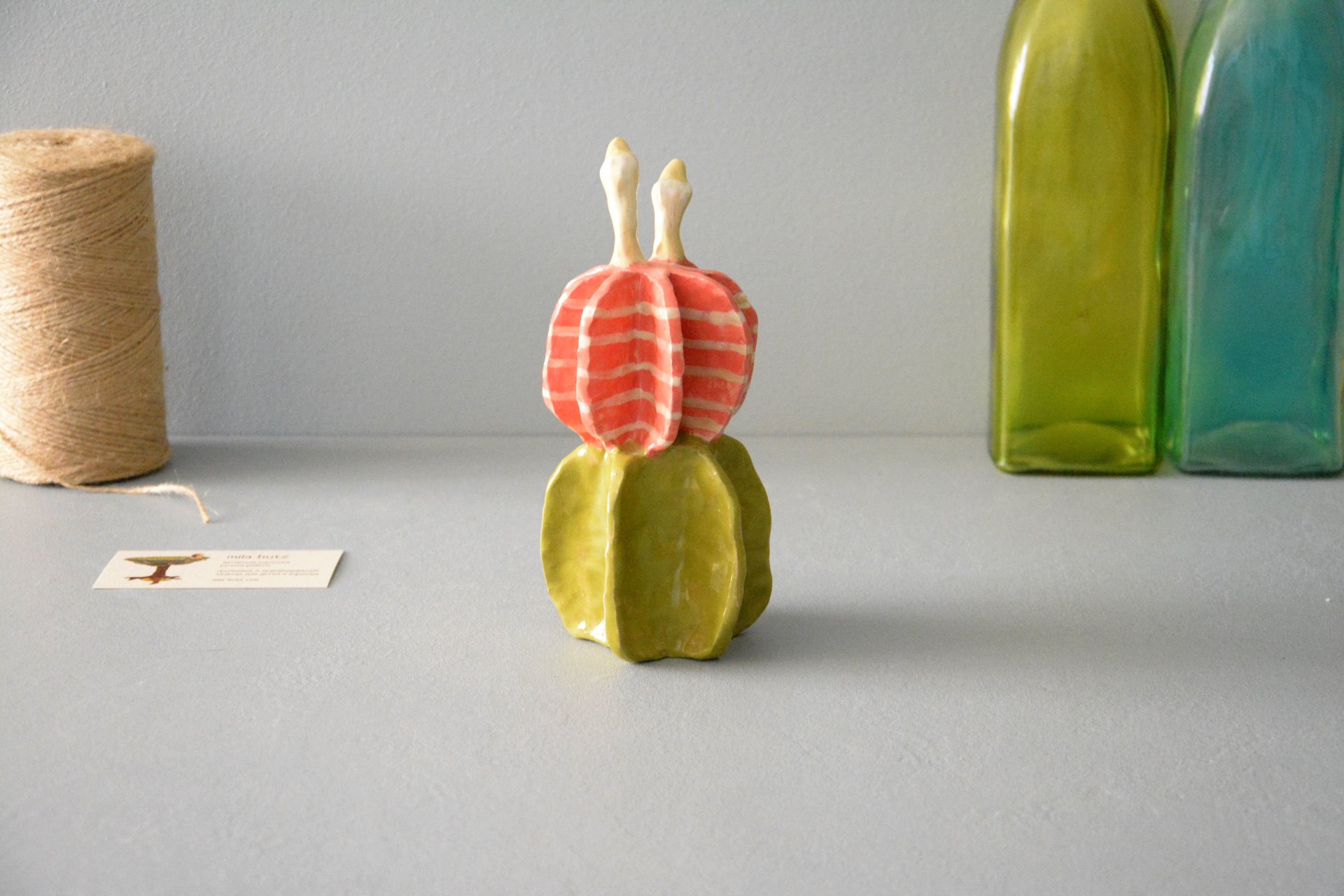 Cactus Gymnocalycium mihanovichii - Cactus ceramic, height - 13 cm, photo 3 of 4.