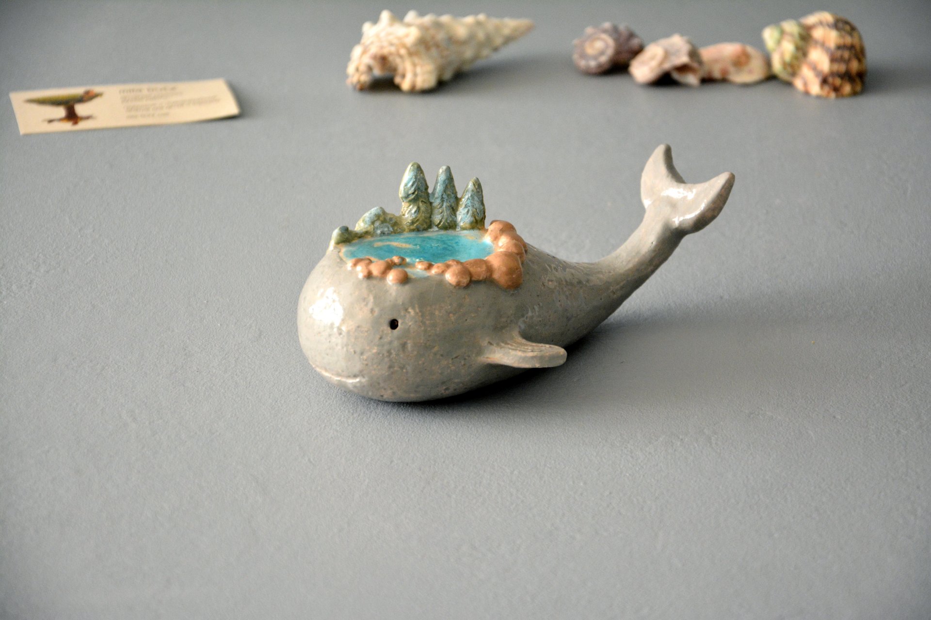Little whale - Ceramic fishes, height - 5 cm, photo 2 of 5.