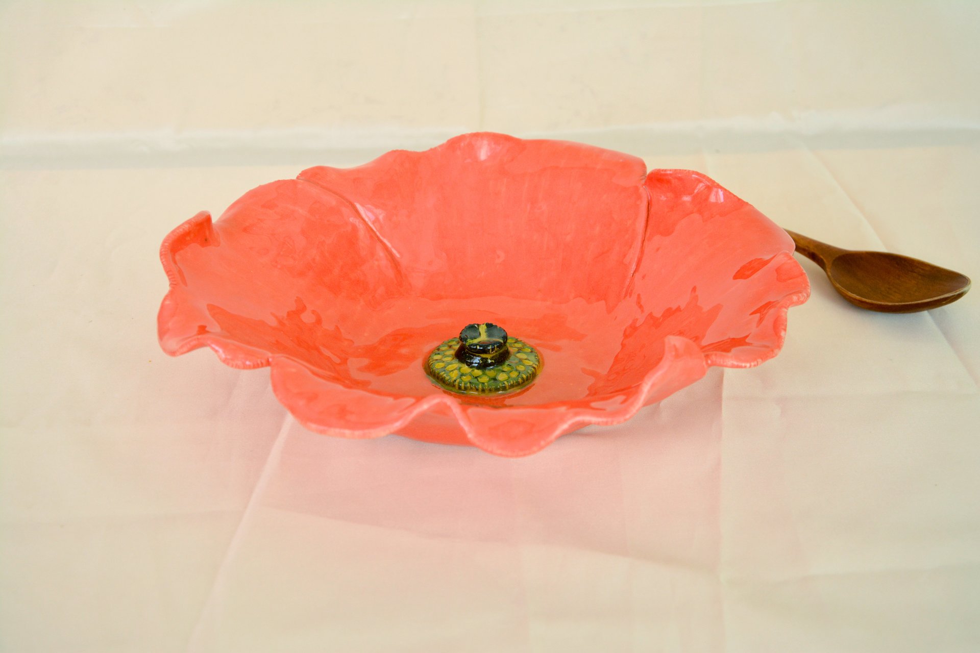 Блюдо для Фруктов или Салата Мак 2 - Керамические тарелки, max диаметр - 26 см, фото 2 из 4.